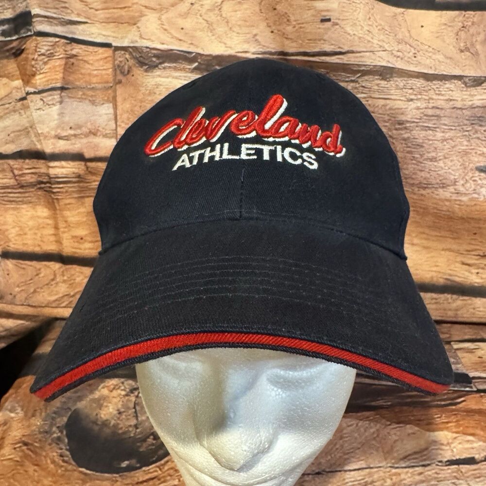 Pacific Headwear Cleveland Athletics Hat Navy Red Sandwich Brim Strapback Cap
